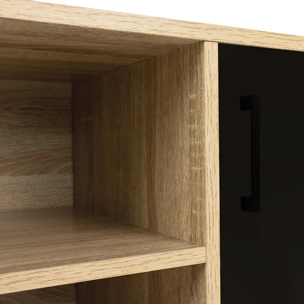 Meuble TV 140 cm BOSTON 2 portes noires design industriel