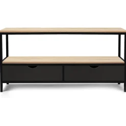 Meuble TV 113 cm BOSTON 2 tiroirs noirs design industriel
