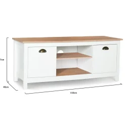 Meuble TV 113 cm campagne ISIS bois et blanc