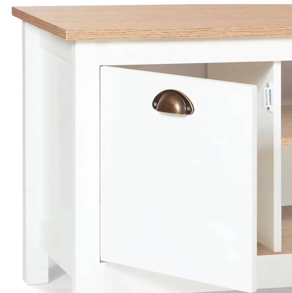 Meuble TV 113 cm campagne ISIS bois et blanc
