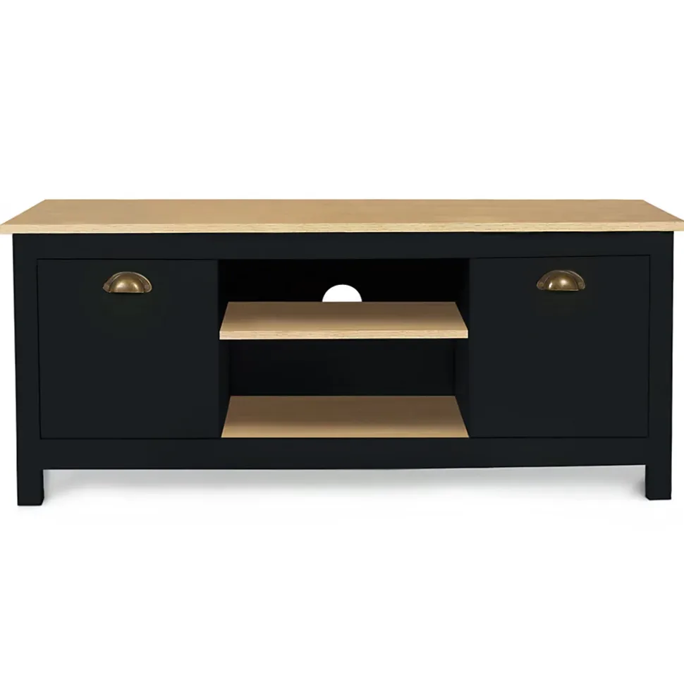 Meuble TV 113 cm campagne ISIS bois et noir