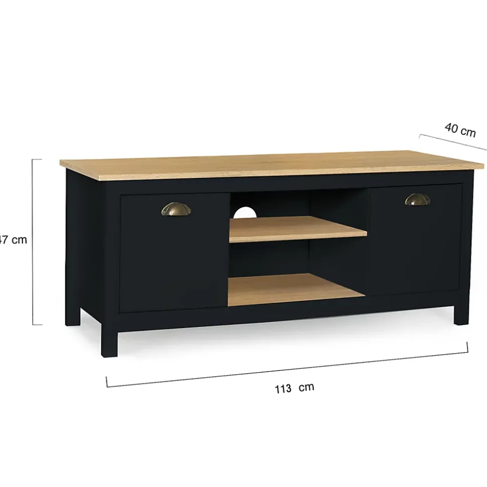 Meuble TV 113 cm campagne ISIS bois et noir