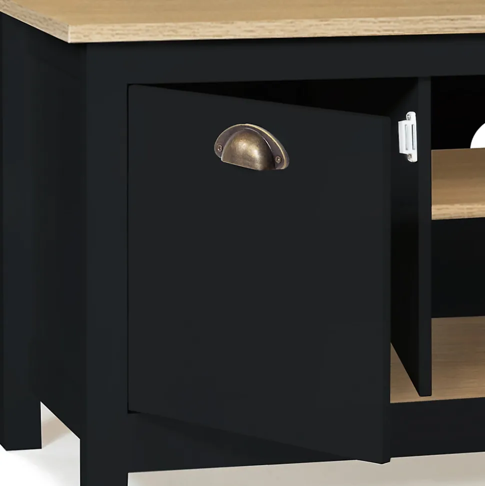 Meuble TV 113 cm campagne ISIS bois et noir