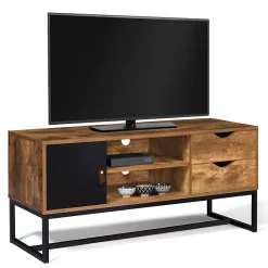 Meuble TV 110 cm CHICAGO 2 tiroirs avec placard design industriel