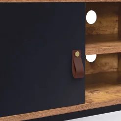 Meuble TV 110 cm CHICAGO 2 tiroirs avec placard design industriel