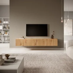 Meuble TV 175 cm chêne artisanal Telire