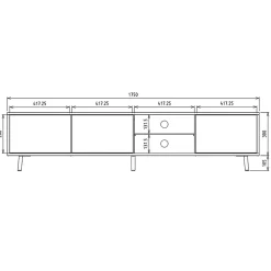 Meuble TV 175 cm chêne Wotan avec LED GALHAD