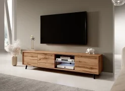 Meuble TV 175 cm chêne Wotan avec LED GALHAD