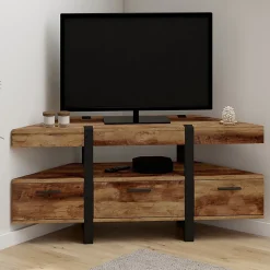 Meuble TV 110 cm d'angle AUSTRIA bois pied épingle avec tiroirs