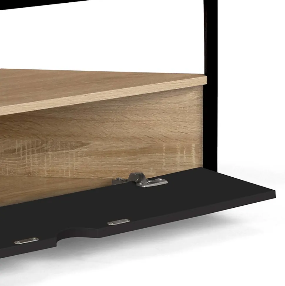 Meuble TV 100 cm d'angle BOSTON avec placard noir design industriel