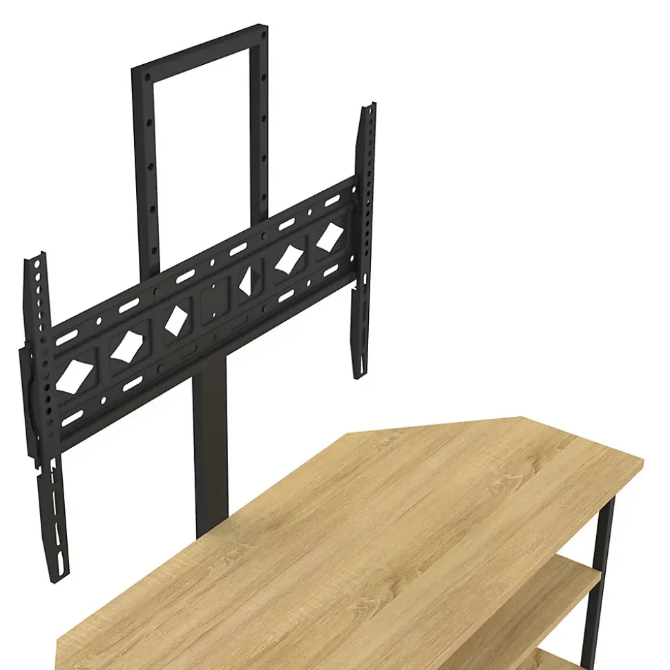 Meuble TV 100 cm d'angle DETROIT avec étagères et support TV réglable de 32 à 70 pouces design industriel
