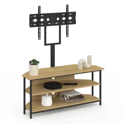 Meuble TV 100 cm d'angle DETROIT avec étagères et support TV réglable de 32 à 70 pouces design industriel