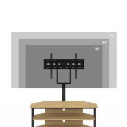 Meuble TV 100 cm d'angle DETROIT avec étagères et support TV réglable de 32 à 70 pouces design industriel