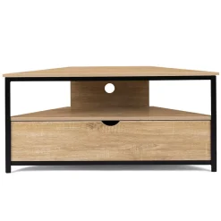 Meuble TV 100 cm d'angle DETROIT avec placard design industriel