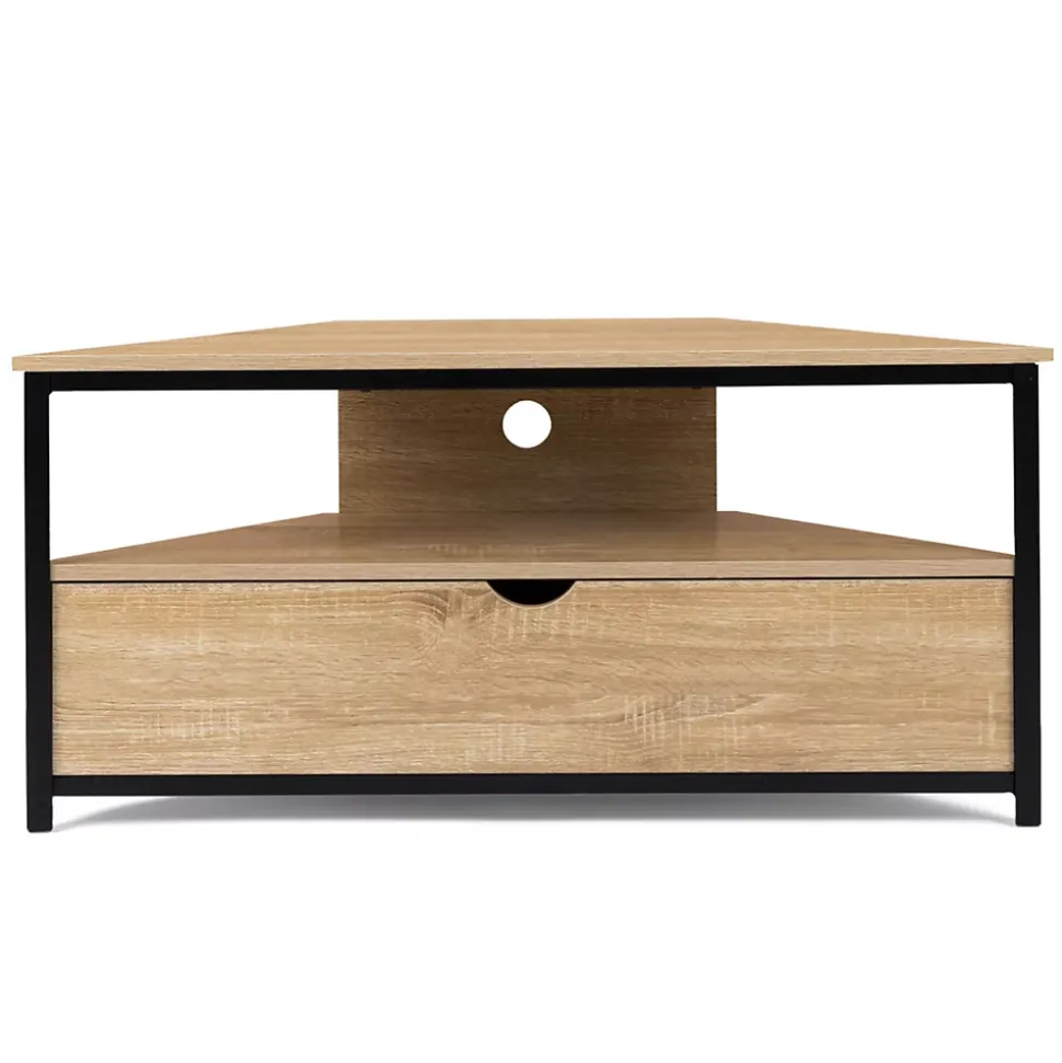 Meuble TV 100 cm d'angle DETROIT avec placard design industriel
