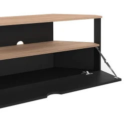 Meuble TV 100 cm d'angle ELI bois façon hêtre et noir
