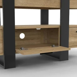 Meuble TV 110 cm d'angle PHOENIX avec tiroir bois et noir