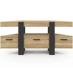 Meuble TV 110 cm d'angle PHOENIX avec tiroir bois et noir