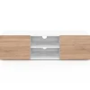 Meuble TV 113 cm ELI blanc portes façon hêtre