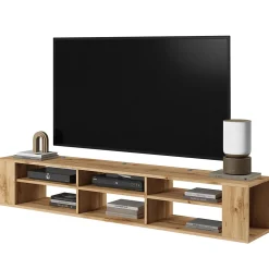 Meuble TV 175 cm imitation chêne avec 6 compartiments WALL