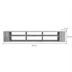 Meuble TV 175 cm imitation chêne avec 6 compartiments WALL