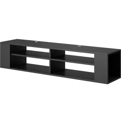 Meuble TV 140 cm noir avec 4 compartiments WALL