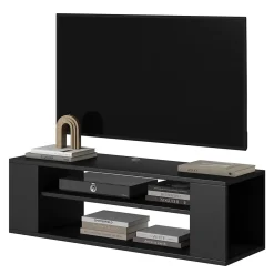 Meuble TV 100 cm noir avec 2 compartiments WALL
