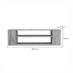 Meuble TV 100 cm noir avec 2 compartiments WALL