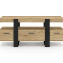 Meuble TV 116 cm PHOENIX avec tiroirs bois et noir