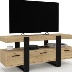 Meuble TV 116 cm PHOENIX avec tiroirs bois et noir