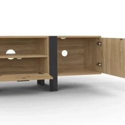 Meuble TV 160 cm PHOENIX avec rangements bois et noir