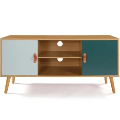 Meuble TV 113 cm scandinave ALIZE bois et vert