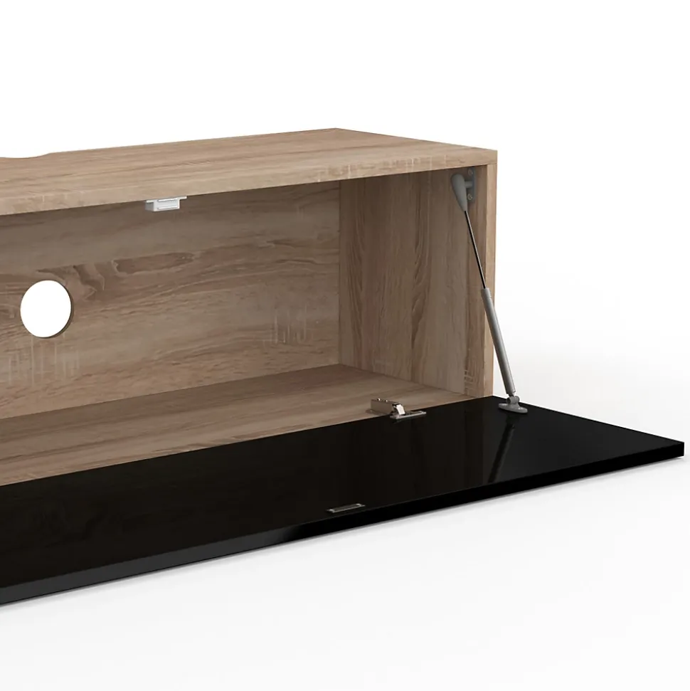 Meuble TV 180 cm suspendu ELIO 2 portes bois et noir