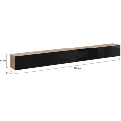 Meuble TV 300 cm suspendu ELIO 3 portes bois et noir