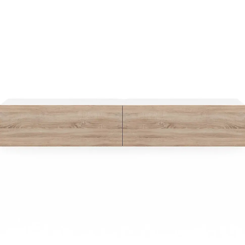 Meuble TV 180 cm suspendu ELIO 2 portes blanc et bois