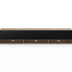 Meuble TV 180 cm suspendu ELIO 2 portes avec étagère bois et noir