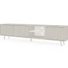 Meuble TV 175 cm taupe facades a lamelles BELLO