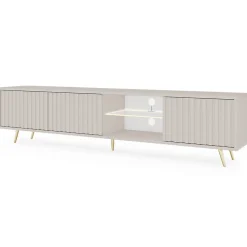Meuble TV 175 cm taupe facades a lamelles BELLO