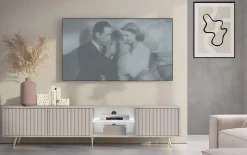 Meuble TV 175 cm taupe facades a lamelles BELLO