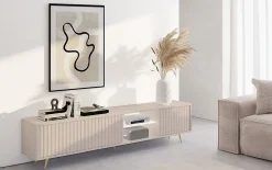 Meuble TV 175 cm taupe facades a lamelles BELLO