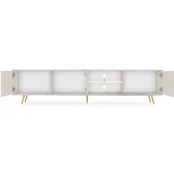 Meuble TV 175 cm taupe facades a lamelles BELLO