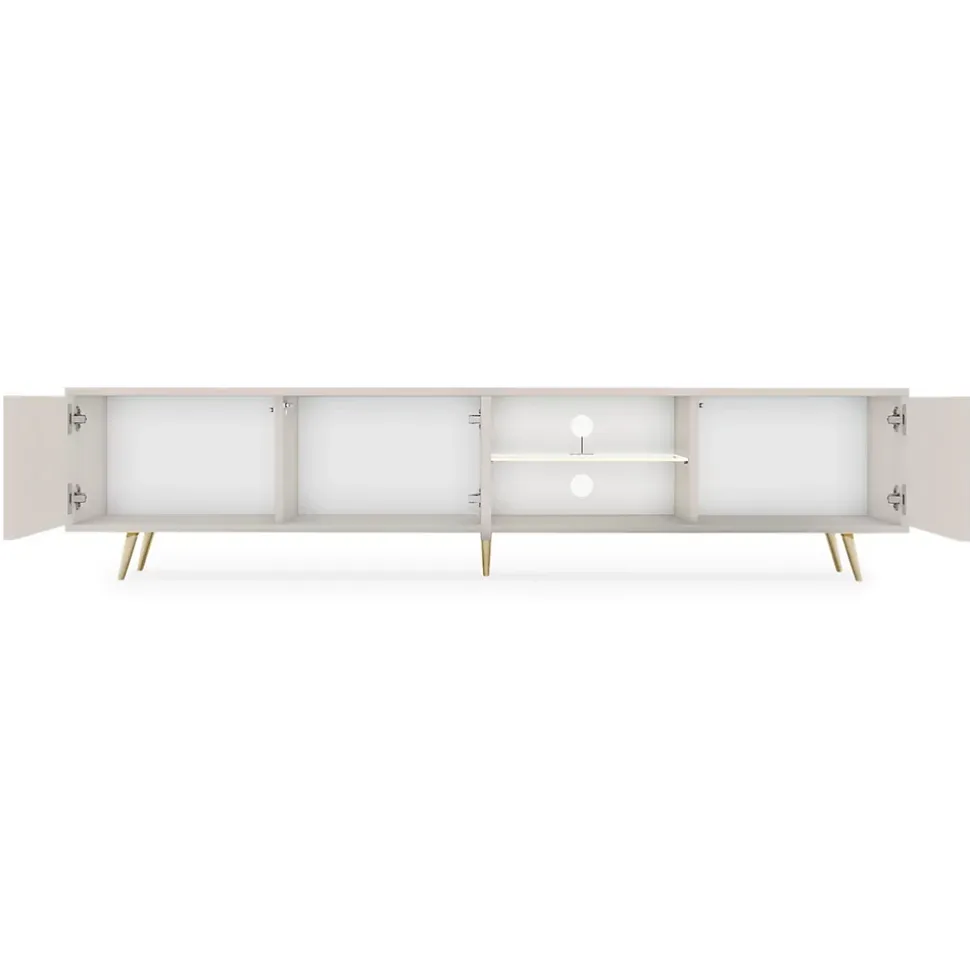 Meuble TV 175 cm taupe facades a lamelles BELLO