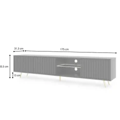 Meuble TV 175 cm taupe facades a lamelles BELLO