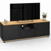 Meuble TV 110 cm VITO avec tiroir et niche noir et bois