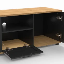 Meuble TV 110 cm VITO avec tiroir et niche noir et bois