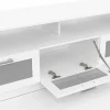 Meuble TV 140 cm VITO portes givrées blanc