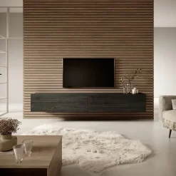 Meuble TV 2 portes 140 cm taupe Bisira