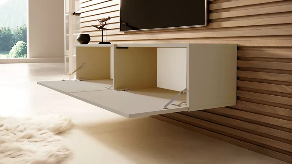 Meuble TV 2 portes 140 cm taupe Bisira