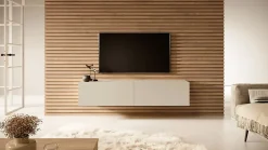 Meuble TV 2 portes 140 cm taupe Bisira