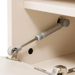 Meuble TV 2 portes en acier et MDF décor mélaminé 150 cm beige Oviala